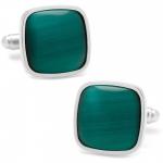 Emerald Green Fiber Optic Cushion Cufflinks.JPG
